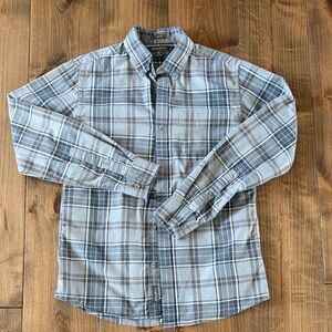 Eddie Bauer Blue and Gray Plaid Button-Down Shirt